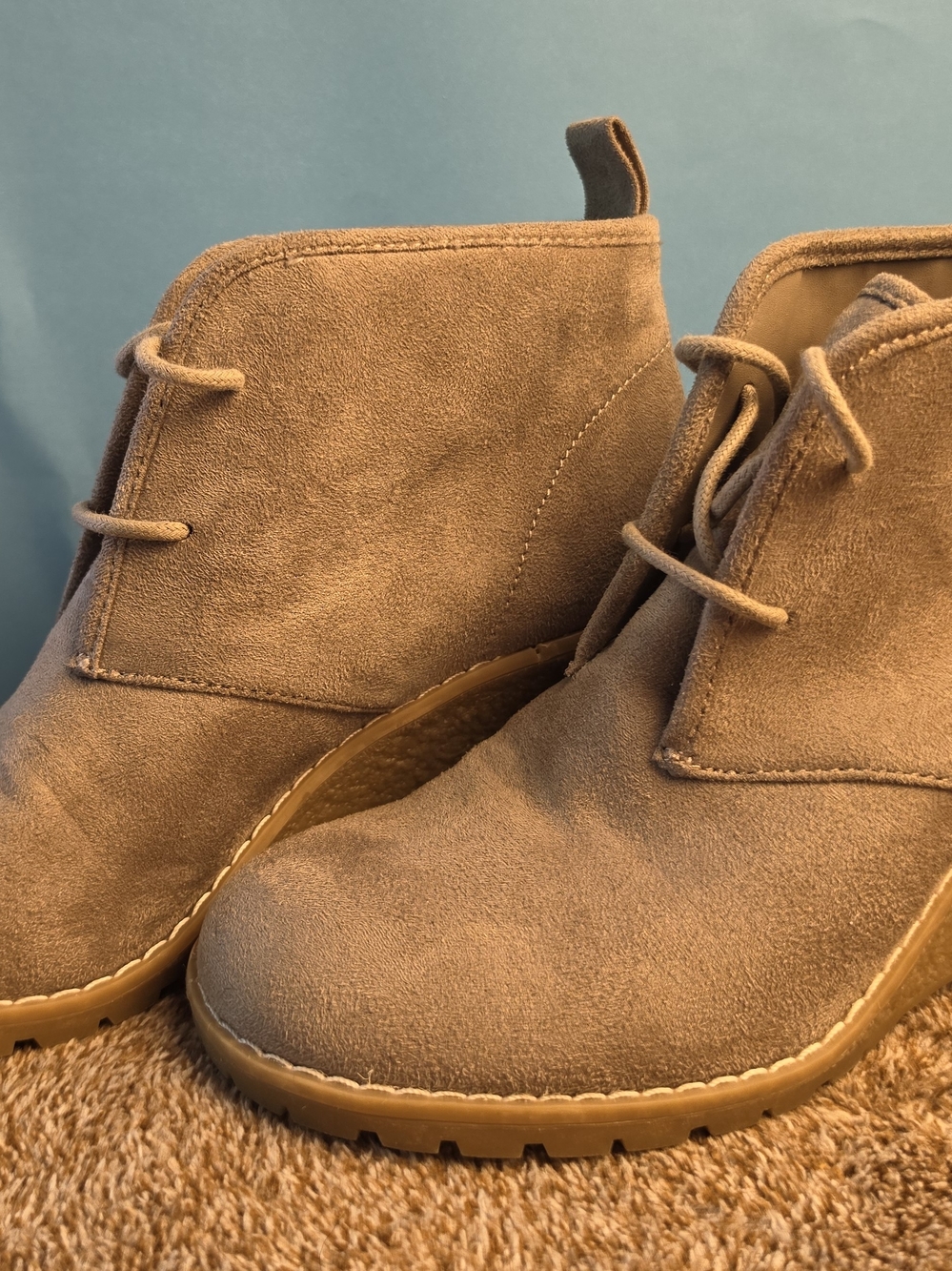G.H. Bass Cali Taupe Faux Suede Lace Up Wedge Ankle Booties 7M
